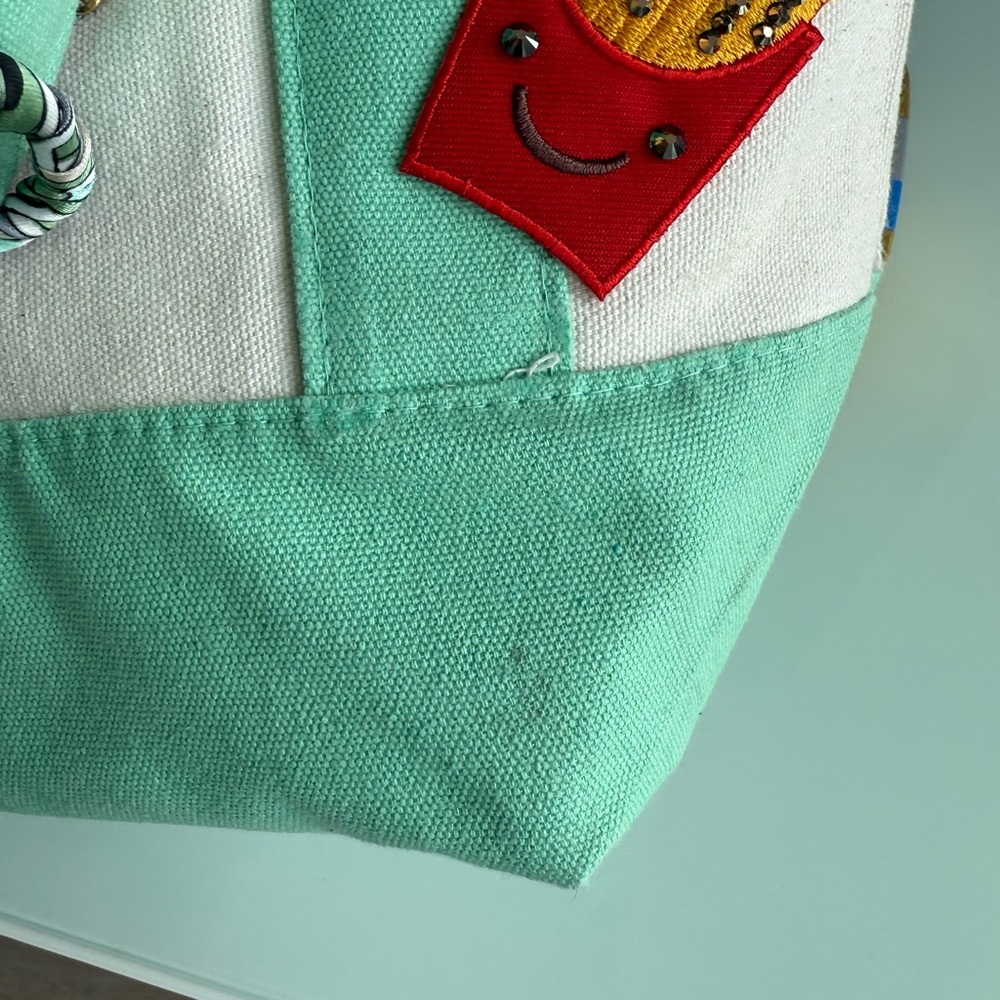 Trader Joe's Mint Green with Rhinestone / Crystal Patches - Picture 6 of 6